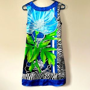 Madison Paige small blue, green, black dress